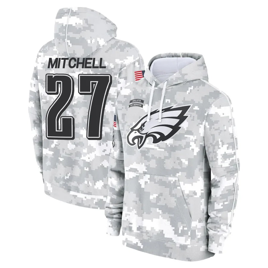 Silnrao P.Eagles #27 Quinyon Mitchell Player Military Hoodie Arctic Camo Salute To Service Stitched Jerseys