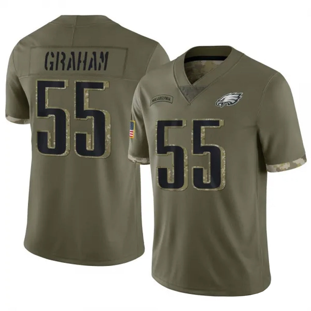 Silnrao P.Eagles #55 Brandon Graham Player Salute To Service Olive Stitched Jerseys