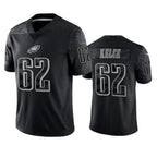 Silnrao P.Eagles #62 Jason Kelce Player Black REFLECTIVE Limited Stitched Jerseys