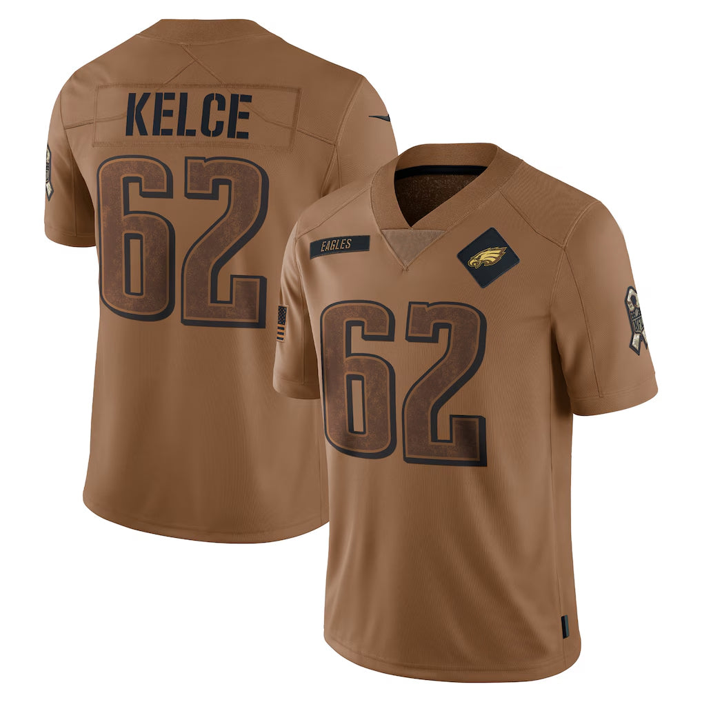 Silnrao P.Eagles #62 Jason Kelce Player Brown Salute To Service Limited Stitched Jerseys