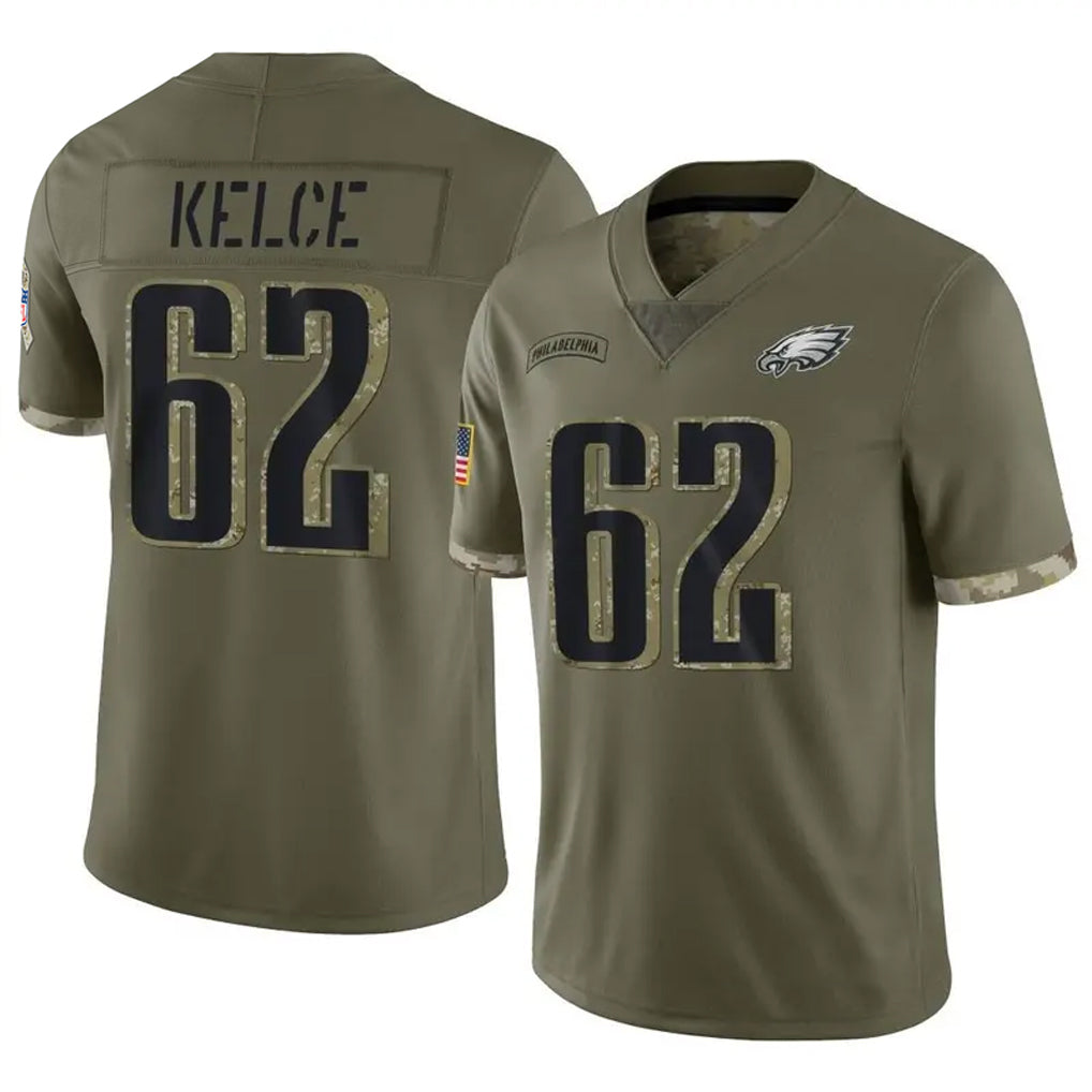 Silnrao P.Eagles #62 Jason Kelce Player Salute To Service Olive Stitched Jerseys
