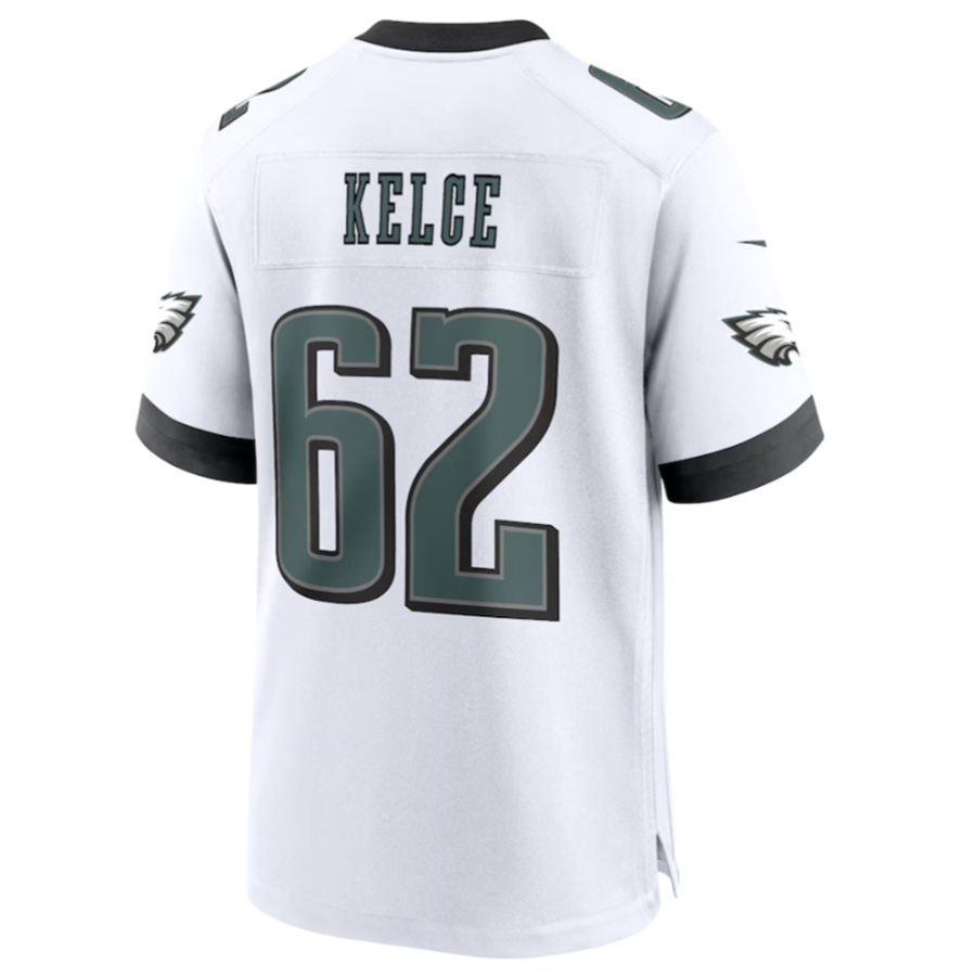 Silnrao P.Eagles #62 Jason Kelce White White Game Jersey Stitched American Stitched Jerseys