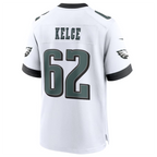 Silnrao P.Eagles #62 Jason Kelce White White Game Jersey Stitched American Stitched Jerseys