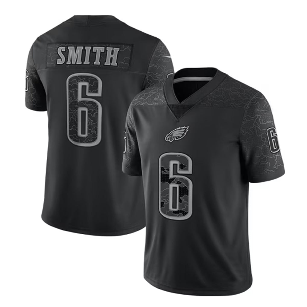 Silnrao P.Eagles #6 DeVonta Smith Player Black REFLECTIVE Limited Stitched Jerseys