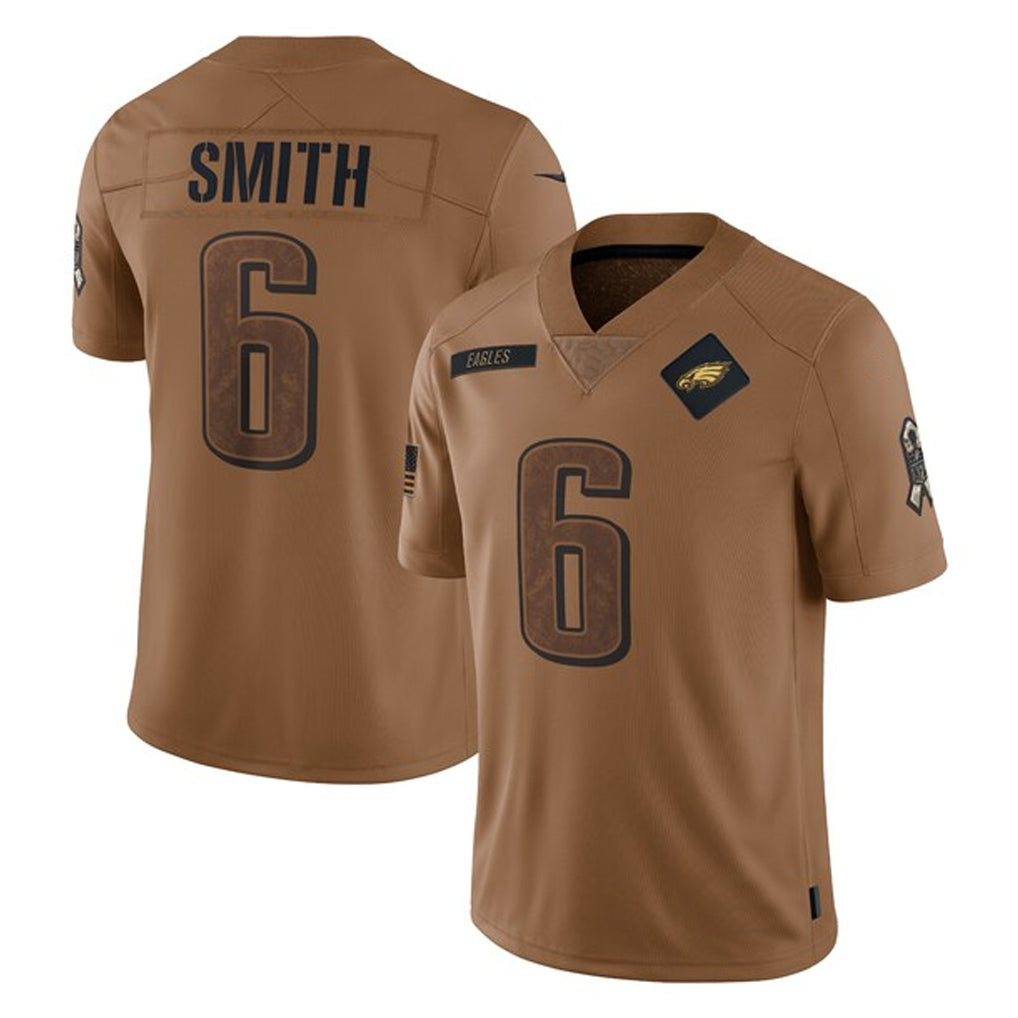 Silnrao P.Eagles #6 DeVonta Smith Player Brown Salute To Service Limited Stitched Jerseys