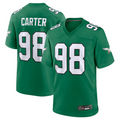 Silnrao P.Eagles #98 Jalen Carter Green Alternate Game Jersey Stitched American Stitched Jerseys