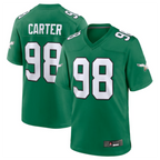 Silnrao P.Eagles #98 Jalen Carter Green Alternate Game Jersey Stitched American Stitched Jerseys