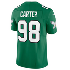 Silnrao P.Eagles #98 Jalen Carter Green Alternate Vapor F.U.S.E. Limited Jersey Stitched American Stitched Jerseys