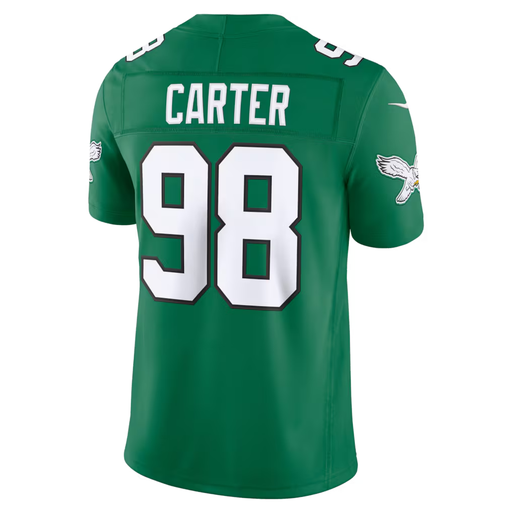 Silnrao P.Eagles #98 Jalen Carter Kelly Green Alternate Vapor F.U.S.E. Stitched Limited Jerseys