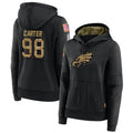 Silnrao P.Eagles #98 Jalen Carter Player Black Military Hoodie Game Stitched Jerseys