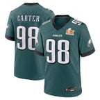 Silnrao P.Eagles #98 Jalen Carter Player Midnight Green Super Bowl LIX Game Stitched Jerseys
