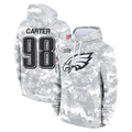 Silnrao P.Eagles #98 Jalen Carter Player Military Hoodie Arctic Camo Salute To Service Stitched Jerseys