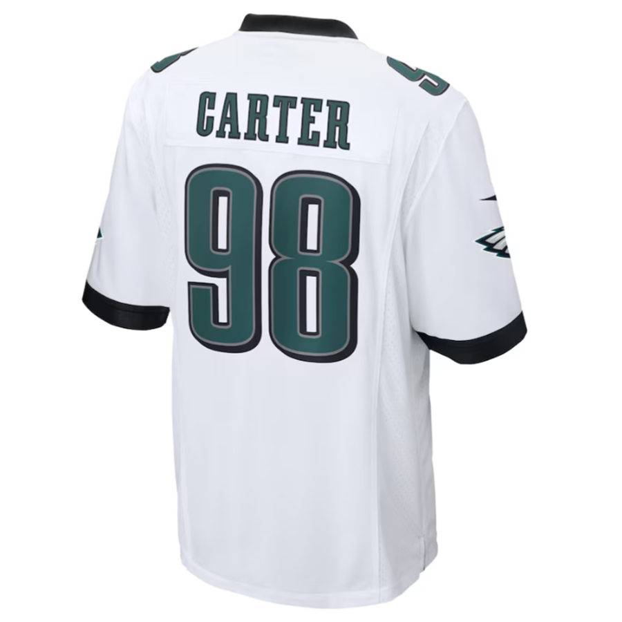 Silnrao P.Eagles #98 Jalen Carter White Game Jersey Stitched American Stitched Jerseys