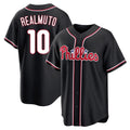 Silnrao P.Phillies #10 J.T. Realmuto Player Black Fashion Out Home Game Stitched Jerseys