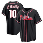 Silnrao P.Phillies #10 J.T. Realmuto Player Black Fashion Out Home Game Stitched Jerseys