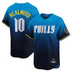 Silnrao P.Phillies #10 J.T. Realmuto Player Blue City Connect Home Limited Stitched Jerseys