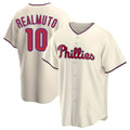 Silnrao P.Phillies #10 J.T. Realmuto Player Cream Home Game Stitched Jerseys