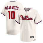 Silnrao P.Phillies #10 J.T. Realmuto Player Cream Home Limited Stitched Jerseys