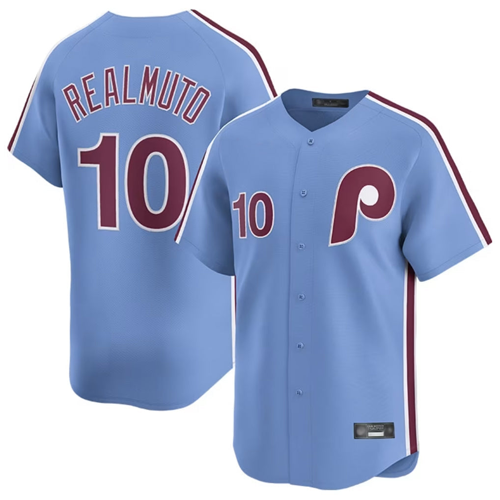 Silnrao P.Phillies #10 J.T. Realmuto Player Light Blue Home Limited Stitched Jerseys