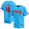 Silnrao P.Phillies #10 J.T. Realmuto Player Light Blue Phillies & Eagles Vapor Premier Limited Stitched Jerseys