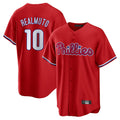 Silnrao P.Phillies #10 J.T. Realmuto Player Red Home Game Stitched Jerseys