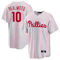 Silnrao P.Phillies #10 J.T. Realmuto Player White Home Game Stitched Jerseys