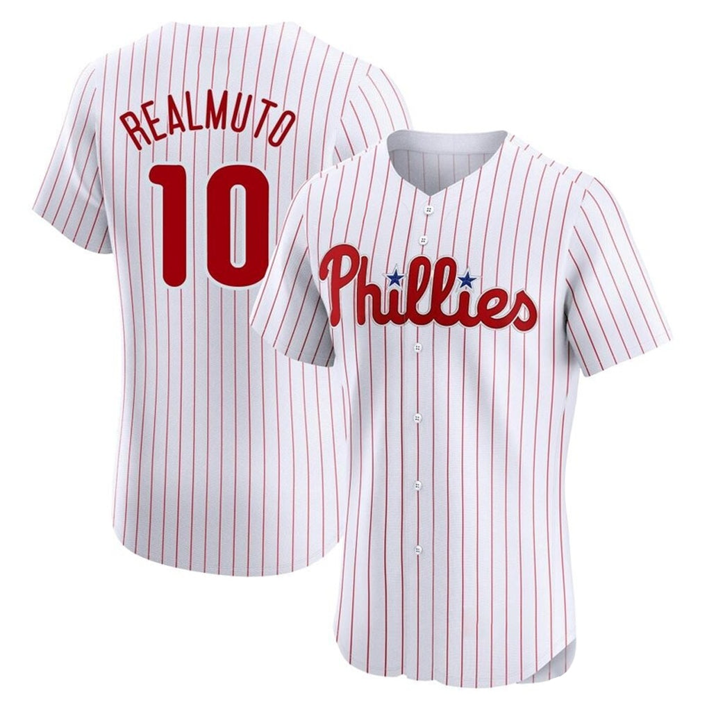 Silnrao P.Phillies #10 J.T. Realmuto Player White Home Limited Elite Stitched Jerseys