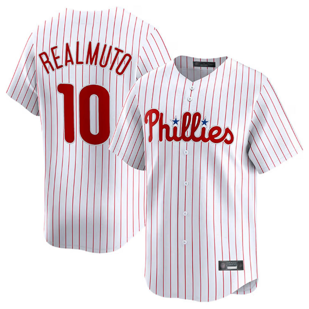 Silnrao P.Phillies #10 J.T. Realmuto Player White Home Limited Stitched Jerseys