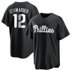 Silnrao P.Phillies #12 Kyle Schwarber Player Black Alt Fashion Home Game Stitched Jerseys