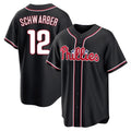 Silnrao P.Phillies #12 Kyle Schwarber Player Black Fashion Out Home Game Stitched Jerseys