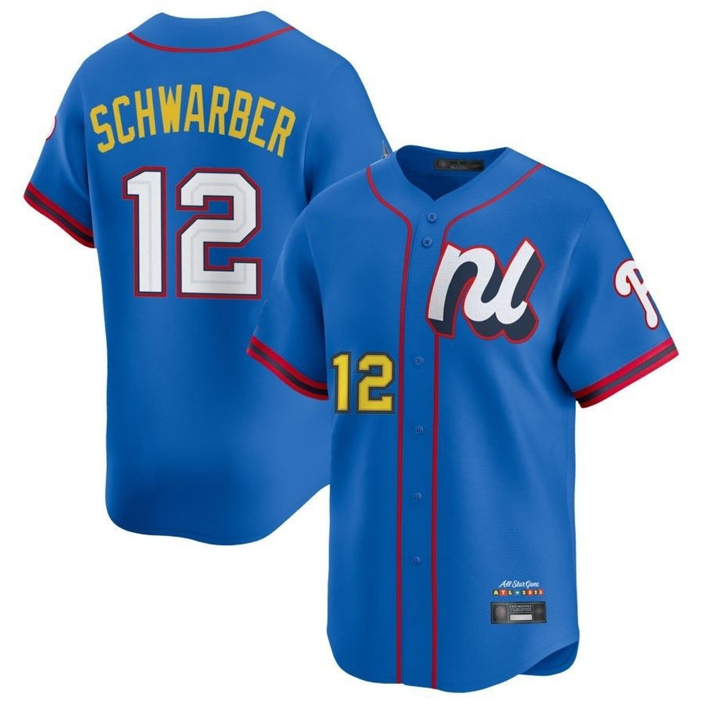 Silnrao P.Phillies #12 Kyle Schwarber Player Blue National League All-star Game Limited Stitched Jerseys