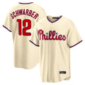 Silnrao P.Phillies #12 Kyle Schwarber Player Cream Home Game Stitched Jerseys