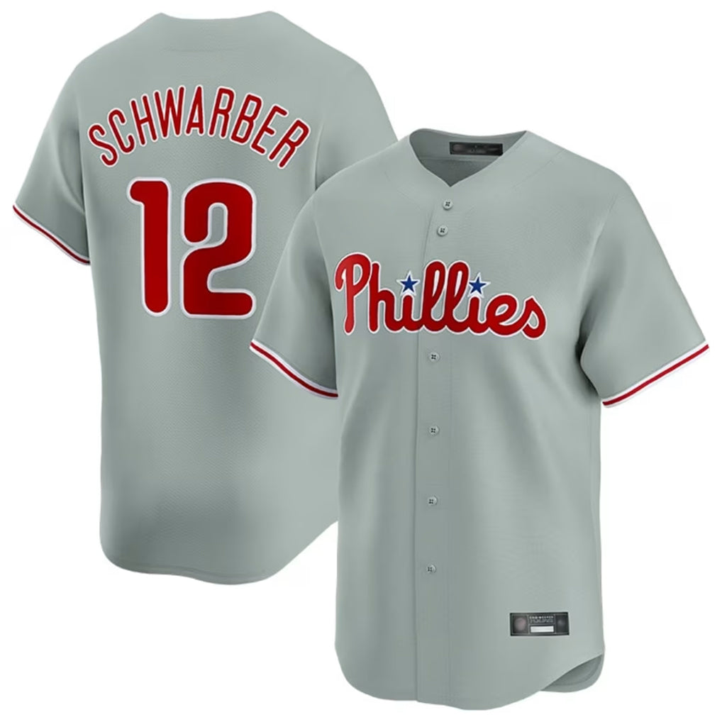Silnrao P.Phillies #12 Kyle Schwarber Player Gray Home Limited Stitched Jerseys£©