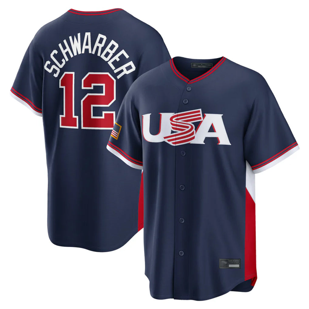 Silnrao P.Phillies #12 Kyle Schwarber Player Navy USA World Classic Game Limited Stitched Jerseys