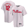 Silnrao P.Phillies #12 Kyle Schwarber Player White Home Game Stitched Jerseys