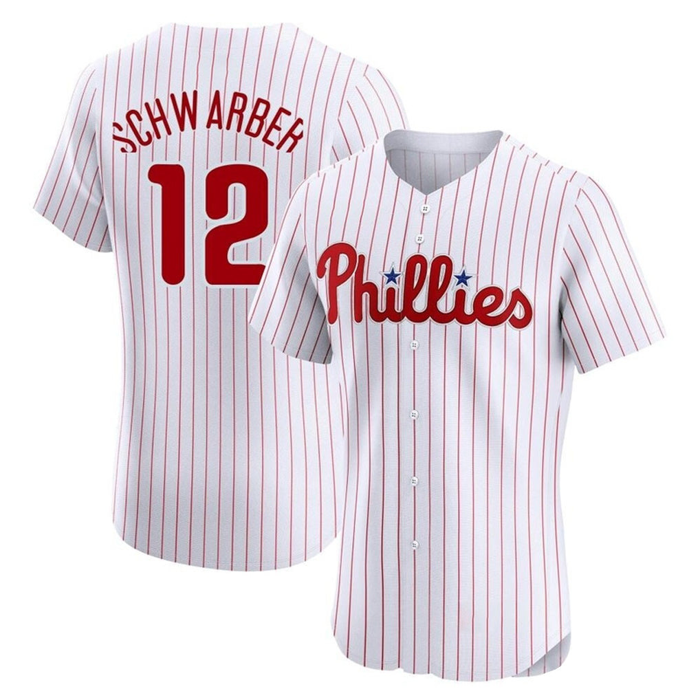 Silnrao P.Phillies #12 Kyle Schwarber Player White Home Limited Elite Stitched Jerseys
