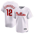 Silnrao P.Phillies #12 Kyle Schwarber Player White Home Limited Stitched Jerseys