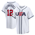Silnrao P.Phillies #12 Kyle Schwarber Player White USA World Classic Game Limited Stitched Jerseys