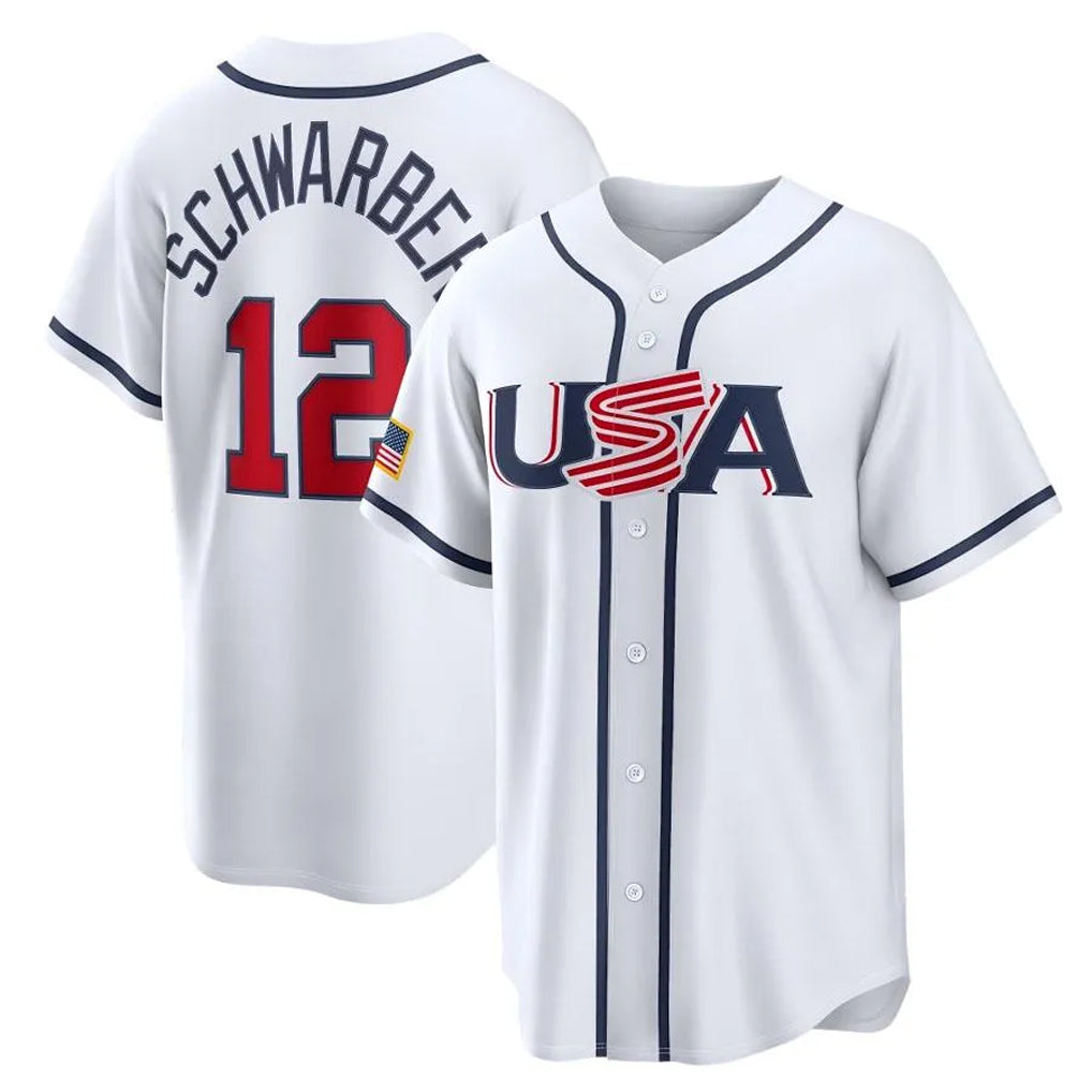 Silnrao P.Phillies #12 Kyle Schwarber Player White USA World Classic Game Limited Stitched Jerseys