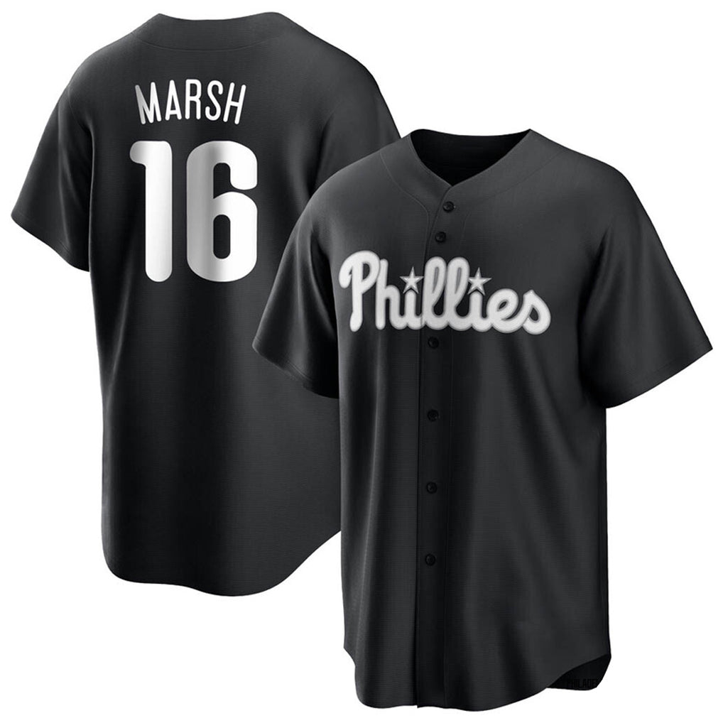 Silnrao  P.Phillies #16 Brandon Marsh Player Black Alt Fashion Home Game Stitched Jerseys