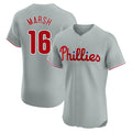 Silnrao  P.Phillies #16 Brandon Marsh Player Gray Home Limited Elite Stitched Jerseys