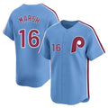 Silnrao  P.Phillies #16 Brandon Marsh Player Light Blue Game Stitched Jerseys