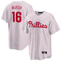 Silnrao  P.Phillies #16 Brandon Marsh Player White Home Game Stitched Jerseys