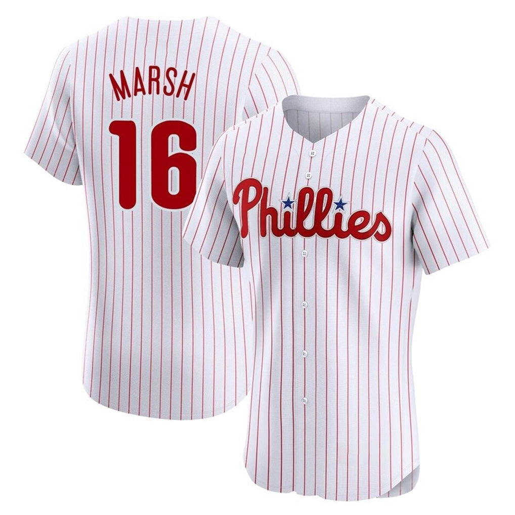 Silnrao  P.Phillies #16 Brandon Marsh Player White Home Limited Elite Stitched Jerseys