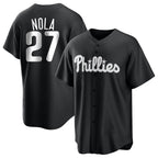 Silnrao  P.Phillies #27 Aaron Nola Player Black Alt Fashion Home Game Stitched Jerseys