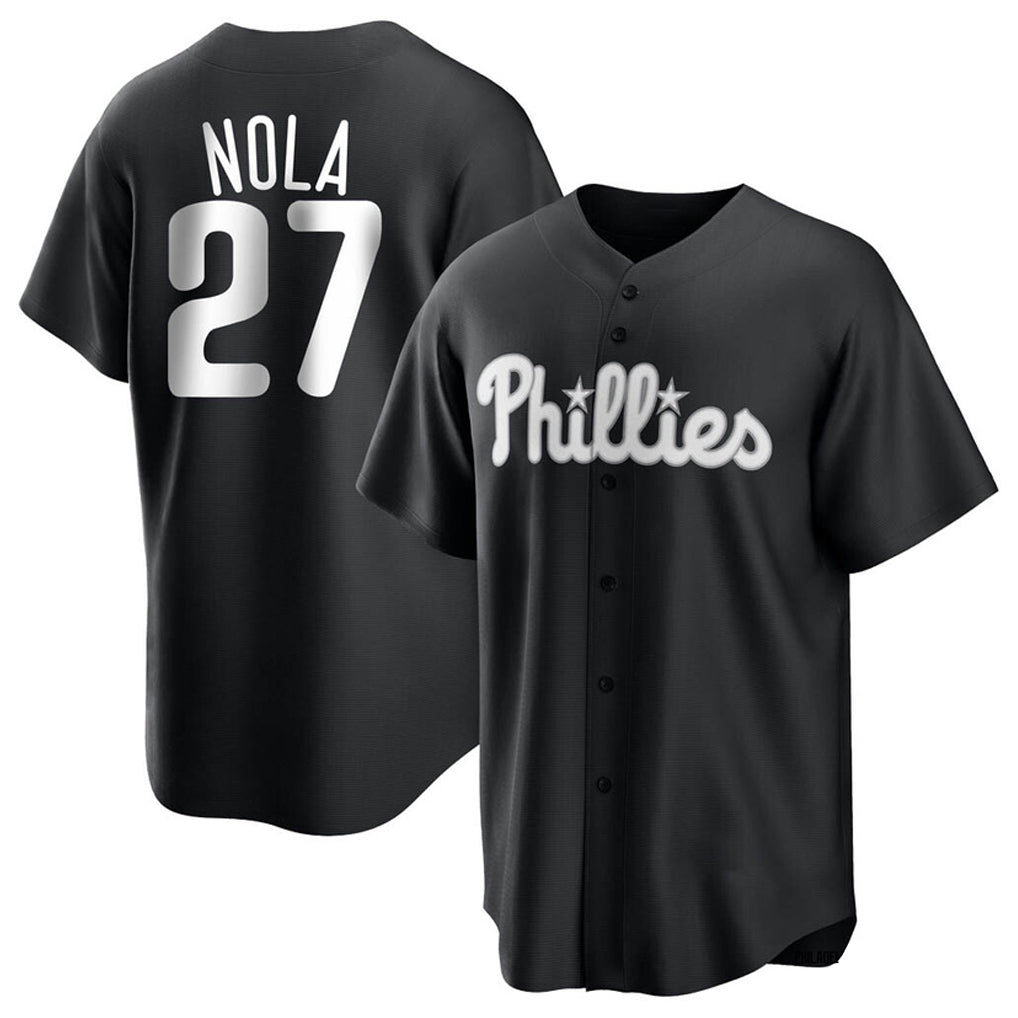 Silnrao  P.Phillies #27 Aaron Nola Player Black Alt Fashion Home Game Stitched Jerseys