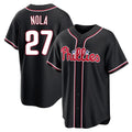 Silnrao  P.Phillies #27 Aaron Nola Player Black Fashion Out Home Game Stitched Jerseys