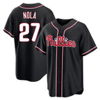 Silnrao  P.Phillies #27 Aaron Nola Player Black Fashion Out Home Game Stitched Jerseys