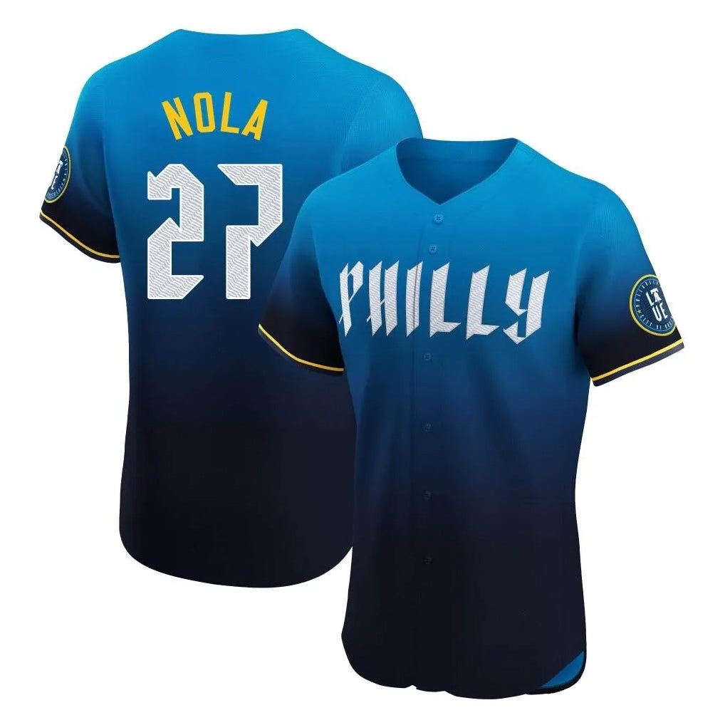 Silnrao  P.Phillies #27 Aaron Nola Player Black Snake Skin City Home Limited Elite Stitched Jerseys