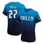 Silnrao  P.Phillies #27 Aaron Nola Player Black Snake Skin City Home Limited Elite Stitched Jerseys